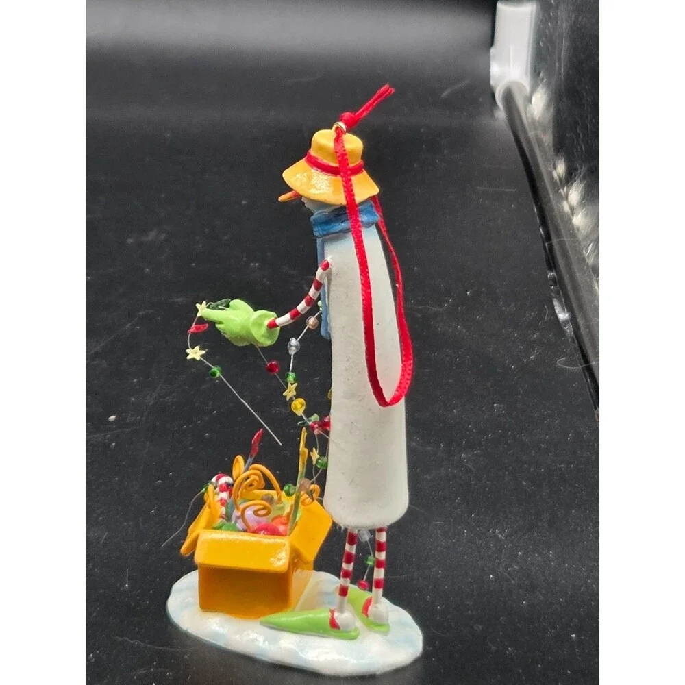 Department 56 Snowman Decorating with Lights Rare LolliStick Christmas Ornament